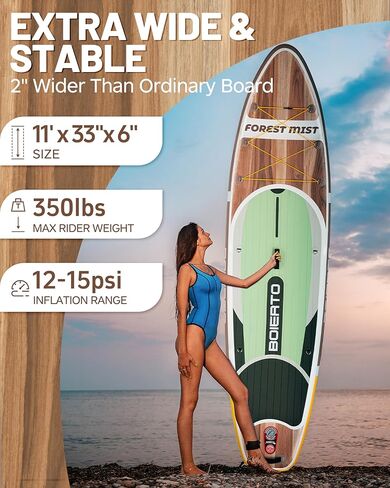 قابلة للنفخ قفص Paddle Board 10'8 "*34"/11 '*33 "لوحات مجداف واسعة إضافية للبالغين ، SUP مع إكسسوارات متميزة وحقائب الظهر النايلون ، مجداف قابل للتعديل ، مضخة يدوية ، زعنفة أسفل ، المقود in Kuwait