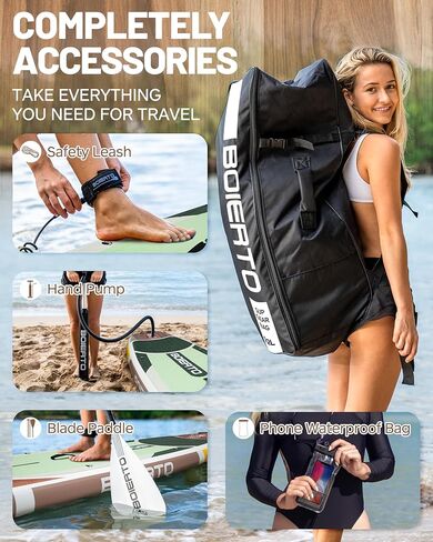 قابلة للنفخ قفص Paddle Board 10'8 "*34"/11 '*33 "لوحات مجداف واسعة إضافية للبالغين ، SUP مع إكسسوارات متميزة وحقائب الظهر النايلون ، مجداف قابل للتعديل ، مضخة يدوية ، زعنفة أسفل ، المقود in Kuwait