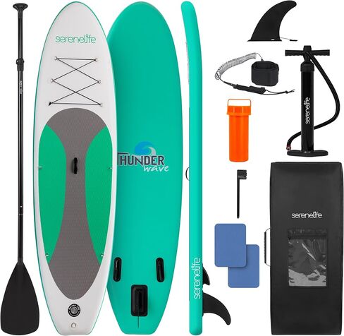 Serenelife Ultra Light Light Desplatable Stand Up Paddle مع ملحقات SUP متميزة - تصميم مستقر واسع للغاية مع لوحة سطح السفينة غير القاتمة للشباب والبالغين من جميع مستويات المهارة - 275 رطل السعة in Saudi Arabia