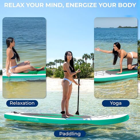 Serenelife Ultra Light Light Desplatable Stand Up Paddle مع ملحقات SUP متميزة - تصميم مستقر واسع للغاية مع لوحة سطح السفينة غير القاتمة للشباب والبالغين من جميع مستويات المهارة - 275 رطل السعة in Saudi Arabia
