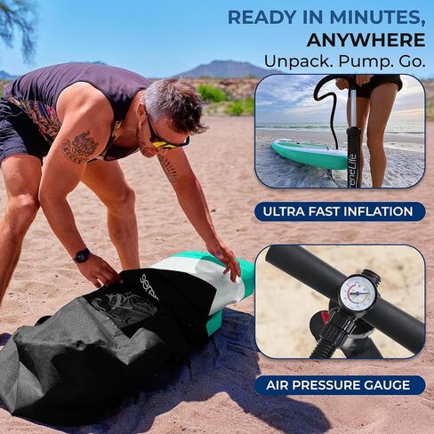 Serenelife Ultra Light Light Desplatable Stand Up Paddle مع ملحقات SUP متميزة - تصميم مستقر واسع للغاية مع لوحة سطح السفينة غير القاتمة للشباب والبالغين من جميع مستويات المهارة - 275 رطل السعة in Saudi Arabia