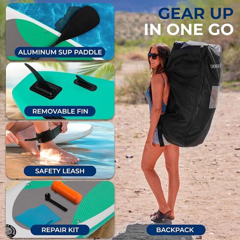 Serenelife Ultra Light Light Desplatable Stand Up Paddle مع ملحقات SUP متميزة - تصميم مستقر واسع للغاية مع لوحة سطح السفينة غير القاتمة للشباب والبالغين من جميع مستويات المهارة - 275 رطل السعة in Saudi Arabia