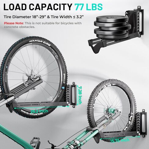 2-Pack Swivel Bike Rack Wall Mount, Bike Hangers for Garage, Space-Saving Vertical Bike Holder, Holds up to 77 lbs, Bicycle Wall Hanger Storage, No Heavy Lifting Required Indoor Hanging Bike Rack in Saudi Arabia