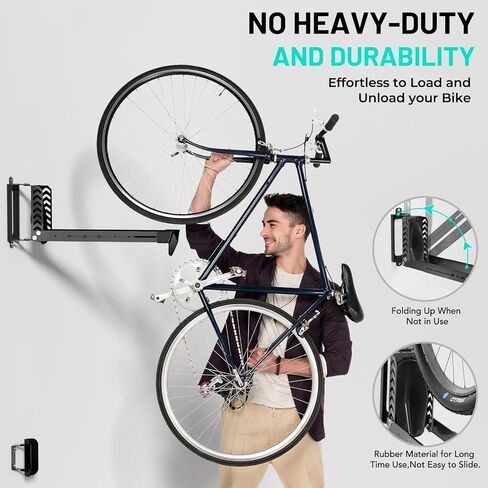 2-Pack Swivel Bike Rack Wall Mount, Bike Hangers for Garage, Space-Saving Vertical Bike Holder, Holds up to 77 lbs, Bicycle Wall Hanger Storage, No Heavy Lifting Required Indoor Hanging Bike Rack in Saudi Arabia
