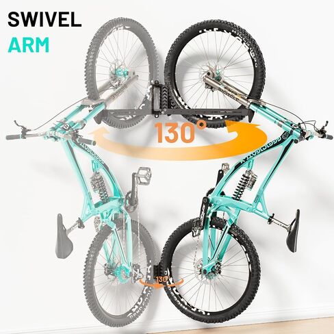 2-Pack Swivel Bike Rack Wall Mount, Bike Hangers for Garage, Space-Saving Vertical Bike Holder, Holds up to 77 lbs, Bicycle Wall Hanger Storage, No Heavy Lifting Required Indoor Hanging Bike Rack in Saudi Arabia