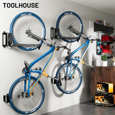 2-Pack Swivel Bike Rack Wall Mount, Bike Hangers for Garage, Space-Saving Vertical Bike Holder, Holds up to 77 lbs, Bicycle Wall Hanger Storage, No Heavy Lifting Required Indoor Hanging Bike Rack in Saudi Arabia