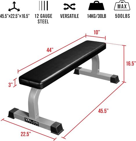 Valor Fitness Flat Bench - Flat Weight Bench with High Density Padding and Solid Steel Frame - Great Workout Benches for Home or Gym in Saudi Arabia
