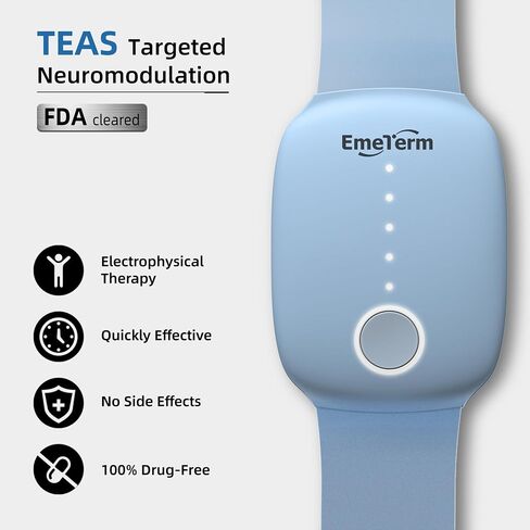 EmeTerm Fashion Pink Anti-Nausea Wristband Relieve Morning Motion Travel Sickness Rechargeable Drug Free Bands without Side Effects - Extra 2pack Conductive Gel in Saudi Arabia