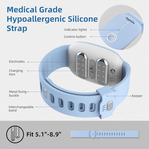 EmeTerm Fashion Pink Anti-Nausea Wristband Relieve Morning Motion Travel Sickness Rechargeable Drug Free Bands without Side Effects - Extra 2pack Conductive Gel in Saudi Arabia