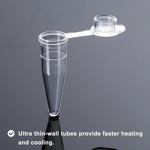 0.2ml Clear PCR Tube with Flat Cap, 1000 Pcs Ultra Thin Wall PCR Reaction Tubes, Microcentrifuge Tube, DNase/RNase Free in Saudi Arabia