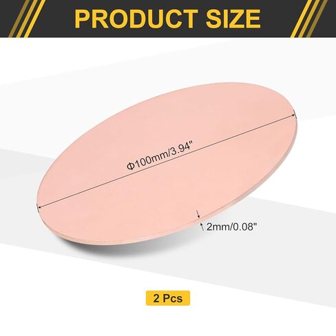 UXCELL 3PCS COPPER ROUND PLATE ، 0.04 "(1mm) سميكة 2" (50 مم) صفيحة معدنية نحاسية نقية T2 حشيات دائرة الدائرة النحاسية النحاسية لختم المعادن DIY in Kuwait