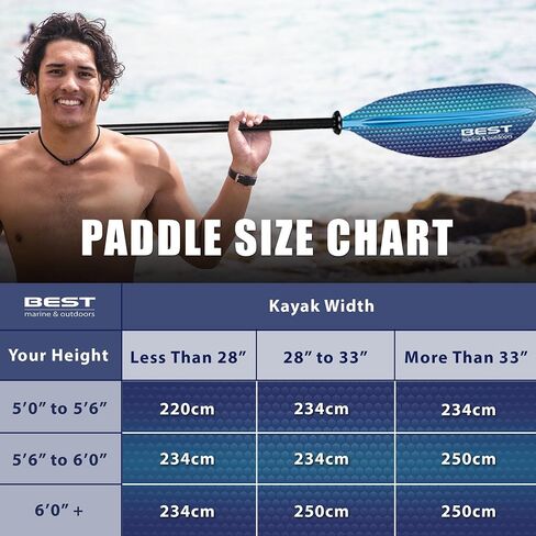 Best Marine and Outdoors Kayak Paddle, Carbon Fiber Shaft & Fiberglass Reinforced Polypropylene Blades, 220cm, 234cm, 250cm, Lightweight Kayak Paddles for Adults in Saudi Arabia