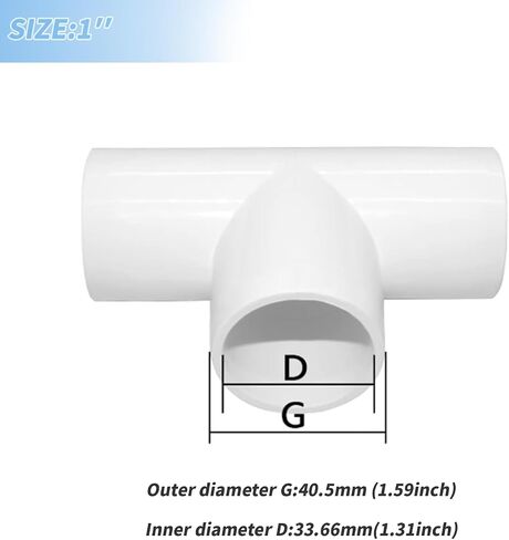 LESSO 4PCS 1/2 Inch Tee PVC Fitting 3 Way Connector, Furniture Grade Corner Fittings for DIY Building Furniture Greenhouse Shed Pipe Fittings Tent Connection (Pack of 4) in Saudi Arabia