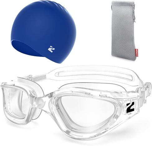 Zionor G1 Lite Swim Goggles with Cap Cap مريحة مريحة لمكافحة نظارات السباحة المسبقة للرجال البالغين نساء in Kuwait