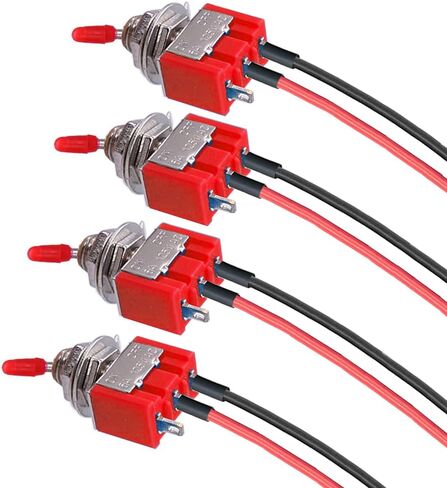 تبديل مفتاح ، تشغيل/إيقاف SPST مع الأسلاك المسلحة مسبقًا ، 3V/5V/12V/24V/72V/110V/220V/240V/MINI مفتاح التبديل للسيارة والشاحنة والضوء والمعدات الصناعية (4pcs+سلك) أسود) in Kuwait