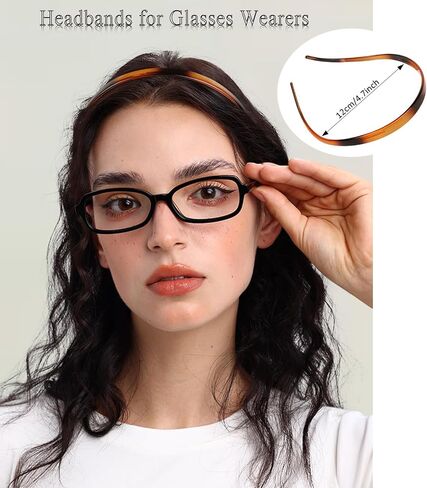 WOVOWOVO Flex Headbands Designed for Glasses Wearer, Plastic Eyewear Hair Bands with Teeth Comb Skinny No Pressure Thin Head Bands for Women's Hair, Non Slip Comfortable Hairbands, 4 Packs in Saudi Arabia