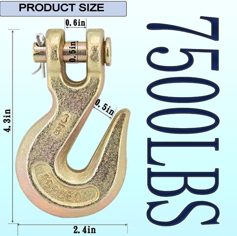 2 PCS 3/8" Chain Hooks, Grade 70 Heavy Duty Clevis Grab Hook for Trucking Towing & Industrial Chains-26,000 lb Load Capacity in Kuwait