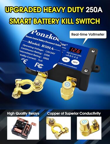 250A قطع البطارية عن بعد مفتاح فصل 12 فولت 24V لشاحنة Car RV Boat Marine ATV ، عمودي سلبي in Kuwait