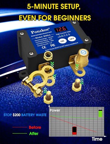 250A قطع البطارية عن بعد مفتاح فصل 12 فولت 24V لشاحنة Car RV Boat Marine ATV ، عمودي سلبي in Kuwait