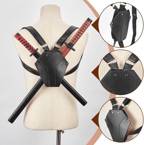 NBEADS Sword Back Holder, Black Sword Bag Sword Belt Adjustable Sword Frog and Back Case Medieval Belt for Cosplay Party Ninja Hero Cosplay Anime Costumes in Saudi Arabia