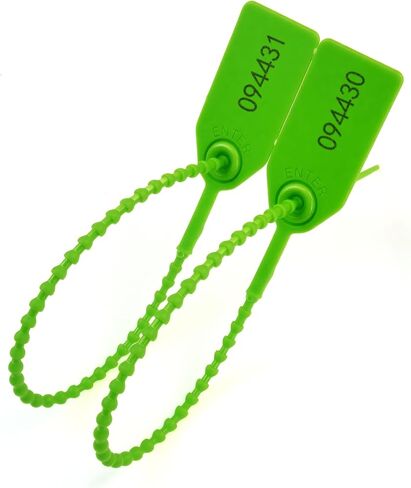 KOCENTS(R) 100PCS Plastic Security Seals,Label Zip Ties for Medicine chest,Fire Extinguishers,Disposable Self-Locking,250mm/9.84″ Length With serial number Shipping Label pull tight seals (Green) in Kuwait