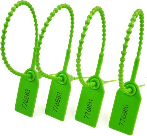 KOCENTS(R) 100PCS Plastic Security Seals,Label Zip Ties for Medicine chest,Fire Extinguishers,Disposable Self-Locking,250mm/9.84″ Length With serial number Shipping Label pull tight seals (Green) in Kuwait