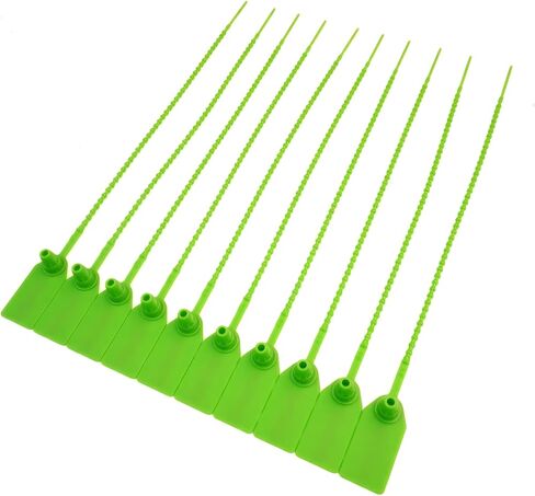 KOCENTS(R) 100PCS Plastic Security Seals,Label Zip Ties for Medicine chest,Fire Extinguishers,Disposable Self-Locking,250mm/9.84″ Length With serial number Shipping Label pull tight seals (Green) in Kuwait