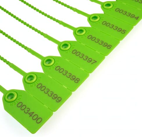 KOCENTS(R) 100PCS Plastic Security Seals,Label Zip Ties for Medicine chest,Fire Extinguishers,Disposable Self-Locking,250mm/9.84″ Length With serial number Shipping Label pull tight seals (Green) in Kuwait