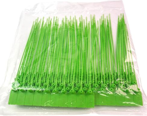 KOCENTS(R) 100PCS Plastic Security Seals,Label Zip Ties for Medicine chest,Fire Extinguishers,Disposable Self-Locking,250mm/9.84″ Length With serial number Shipping Label pull tight seals (Green) in Kuwait