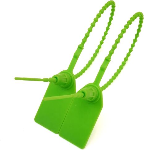 KOCENTS(R) 100PCS Plastic Security Seals,Label Zip Ties for Medicine chest,Fire Extinguishers,Disposable Self-Locking,250mm/9.84″ Length With serial number Shipping Label pull tight seals (Green) in Kuwait