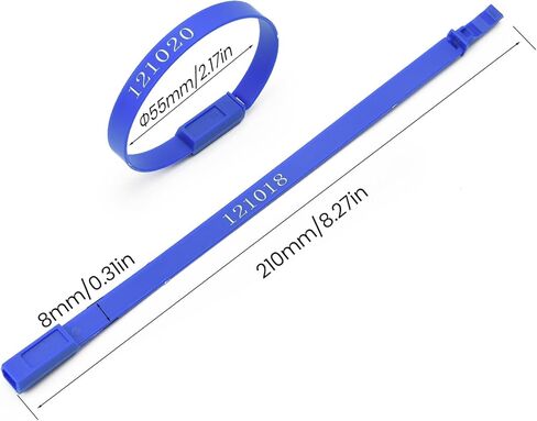 100pcs أختام العبث البلاستيكي علامات الشحن الأمان ، وعلاقات حاوية النحيلة قفل ثابت يمكن التخلص منه لكابل شاحنة المقطورة (الأزرق) in Kuwait