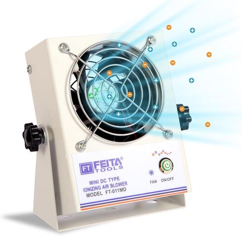FEITA Anti Static Ionizer Fan Mini Type DC Ionizing Air Blower Static Eliminator ESD Ionized Fan for Eliminating Electrostatic (FT-011MD) in Kuwait