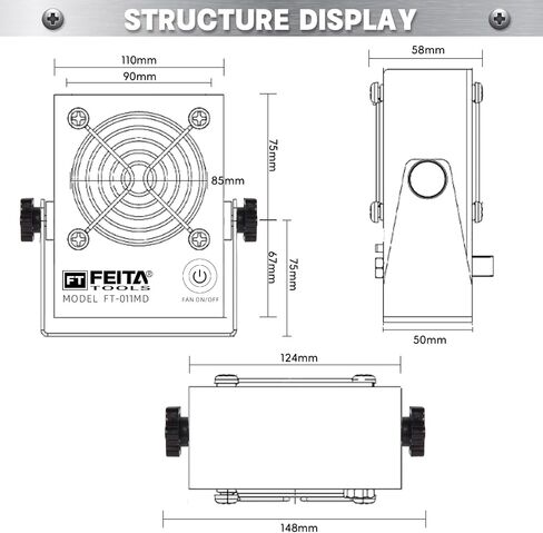 FEITA Anti Static Ionizer Fan Mini Type DC Ionizing Air Blower Static Eliminator ESD Ionized Fan for Eliminating Electrostatic (FT-011MD) in Kuwait