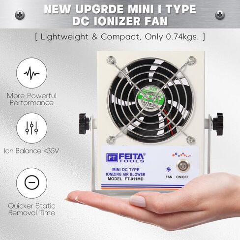 FEITA Anti Static Ionizer Fan Mini Type DC Ionizing Air Blower Static Eliminator ESD Ionized Fan for Eliminating Electrostatic (FT-011MD) in Kuwait
