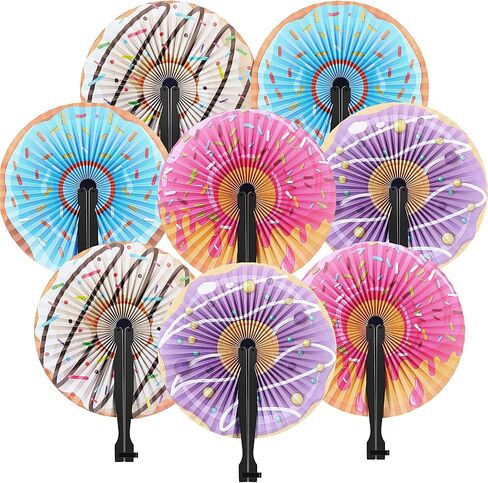Taiyin 24 Pcs Paper Hand Fans Decorative Folding Fans Round Shaped Accordion Handheld Fans with Handle for Summer Wedding Baby Shower Birthday DIY Crafts Gift Party Supplies (Ocean Theme) in Saudi Arabia