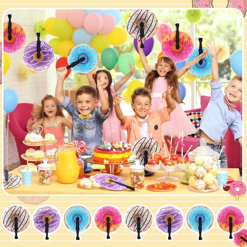 Taiyin 24 Pcs Paper Hand Fans Decorative Folding Fans Round Shaped Accordion Handheld Fans with Handle for Summer Wedding Baby Shower Birthday DIY Crafts Gift Party Supplies (Ocean Theme) in Saudi Arabia