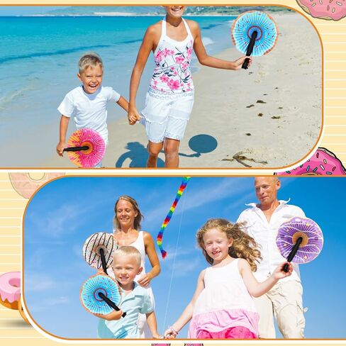 Taiyin 24 Pcs Paper Hand Fans Decorative Folding Fans Round Shaped Accordion Handheld Fans with Handle for Summer Wedding Baby Shower Birthday DIY Crafts Gift Party Supplies (Ocean Theme) in Saudi Arabia