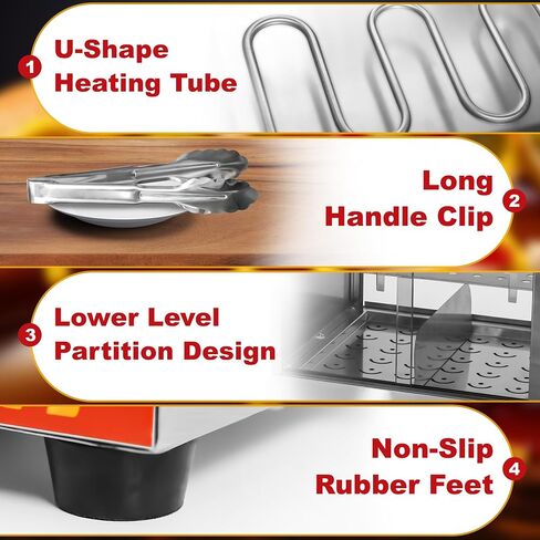 75QT Hot Dog Steamer, 2-Tier Stainless Steel Hot Dog Hut Steamer with Bun Warmer, Electric Hot Dog Bun Steamer with Sliding Door and Clip, Hold 350 Hotdogs and 80 Buns, 32℉-185℉ Temp Control, 1400W in Saudi Arabia