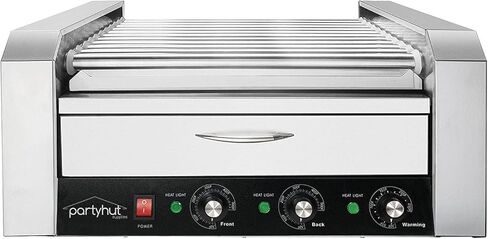 30 Hot Dog Roller Warmer Grill Machine ، درجة تجارية ، (مع درج دافئ ، و 11 بكرات غير لاصقة ، و 30 طباخ شواء السجق السجق ، وعلاج القطر القابل للإزالة من الفولاذ المقاوم للصدأ) in Kuwait