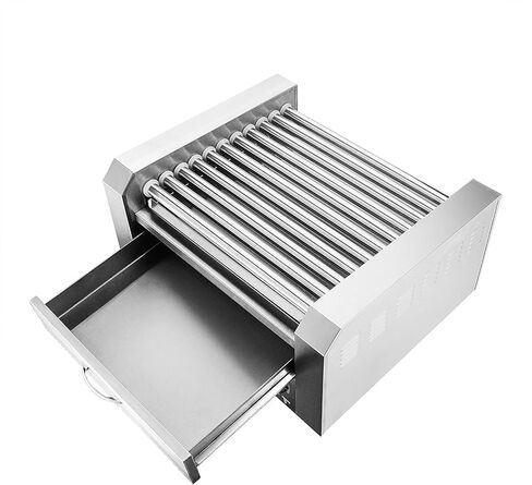 30 Hot Dog Roller Warmer Grill Machine ، درجة تجارية ، (مع درج دافئ ، و 11 بكرات غير لاصقة ، و 30 طباخ شواء السجق السجق ، وعلاج القطر القابل للإزالة من الفولاذ المقاوم للصدأ) in Kuwait