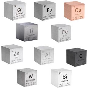 10 Pieces Element Cube Set 1" Tungsten Cube Metal, Periodic-Table of Elements, 99.95% Purity, Laser Engraved, Tungsten Carbon Bismuth Chromium Iron for Teaching, Gift, Collection in Saudi Arabia