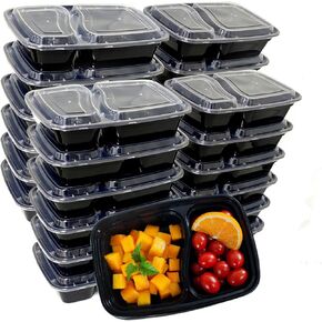 60 Packs 28 oz， 2-Compartment Meal Prep Containers, Disposable Bento Box, Oversized Thick Food Storage Container, Plastic Take Out Containers，Stackable, Microwaving, And Freezing. in Kuwait