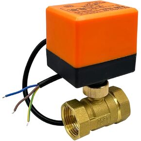 Electric Ball Valve with Actuator, Brass Two-Way Motorized Control, DN15/DN20/DN25, 3-Wire System, Orange and Black (DN15 24VDC CR02) in Saudi Arabia