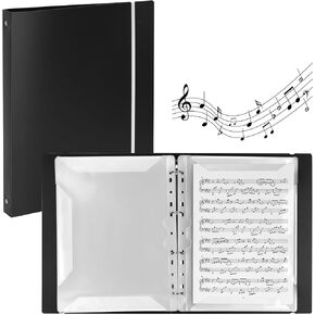 80 Sleeves Sheet Music Binder Black ، 8.5 "X11" Sheet Music Folder مع فرقة مرنة ، منظم موسيقى ورقة مع أكمام بلاستيكية قابلة للكتابة in Kuwait