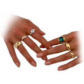 Chunky Gold Rings for Women Non Tarnish Travel Mothers Day Gifts Thick Adjustable Stackable Wedding Gold Plated Vintage Rings Set Size 8 Two Piece Sets Gifts for Women Going Out Rings in Kuwait