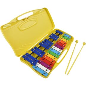 Btuty 25 Notes Glockenspiel Xylophone Colorful Metal Keys Percussion Rhythm Musical Instrument with 2 Mallets Handheld Case Gift for Beginners in Kuwait