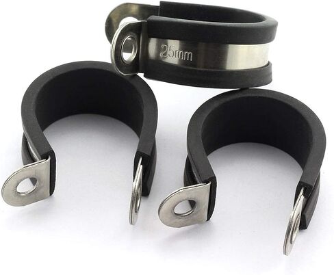 HJ Garden 6pcs 1-1/2 inch Rubber Cushioned Stainless Steel Cable Clamp in Saudi Arabia
