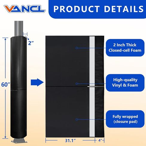 Basketball Pole Padding 72" Heavy Duty Safety Pad for 3-5" Round Poles, Waterproof & Durable – Gym, Garage, Playground Protection in Saudi Arabia