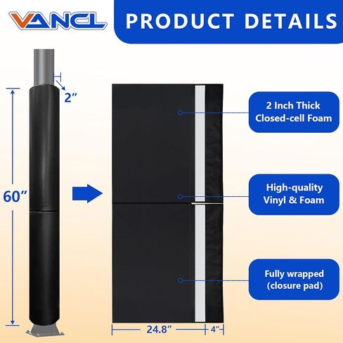 Basketball Pole Padding 72" Heavy Duty Safety Pad for 3-5" Round Poles, Waterproof & Durable – Gym, Garage, Playground Protection in Saudi Arabia