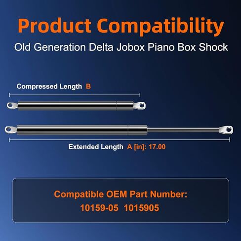 Qty (1) 10159-05 17in Heavy-Duty Toolbox Gas Strut Spring with Eyelet End Work for Old Generation Delt Jobox - Shock Lift Support for Piano Box in Saudi Arabia